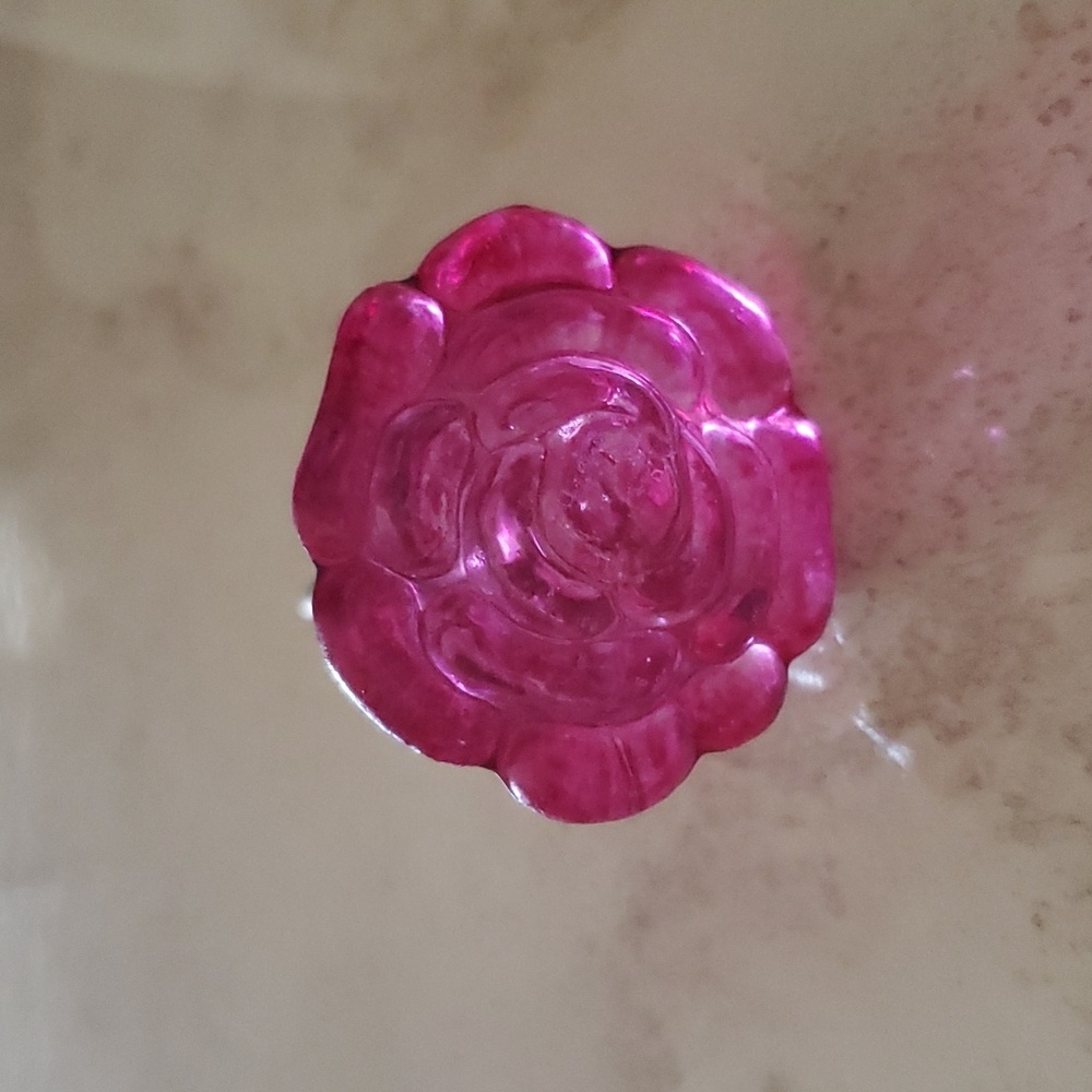 Raspberry Pink Glass Flower Knob